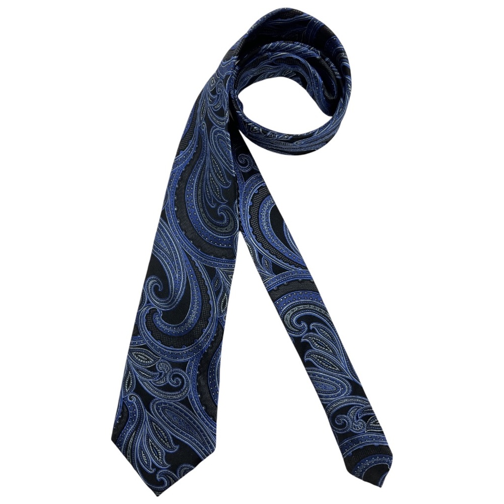 GEOFFREY BEENE Black/Purple Paisley Silk DESIGNER Tie